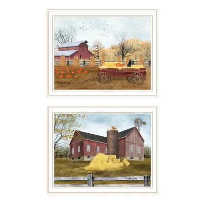 2Piece Vignette Autumn Blessings Farm Life White Framed Wall Art for Living Room,Bedroom Wall Art Print for Home Decor by Billy Jacobs