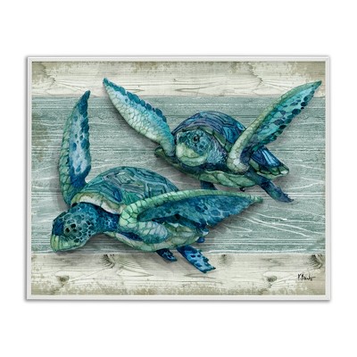 Stupell Industries Northpoint Sea Turtles Sealife Black Framed Giclee Art