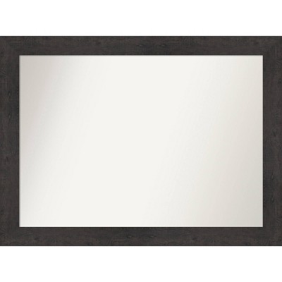44" x 33" Non-Beveled Rustic Plank Espresso Wall Mirror - Amanti Art: Rectangle, Polystyrene Frame, Wall Mounted