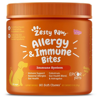 Zesty Paws Allergy Immune Soft Chews for Dogs - Salmon Flavor - 90ct