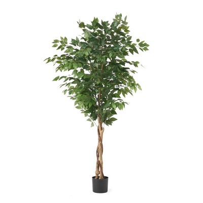 KTMBDW Artificial Tree Fake Silk Plant for Home Decor Indoor, Faux Tree in Black Planter for Home Office Corner Indoor Decor