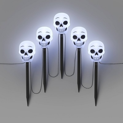 5ct Plastic Skeleton Halloween Novelty Pathway Lights with Cool White LEDs - Hyde and EEK! Boutique™: Outdoor Skeleton Decor, Battery Operated
