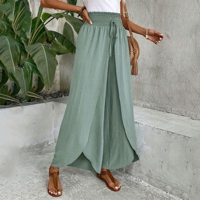 Women's Elastic Waist Wide Leg Pants Casual Loose Fit Pants