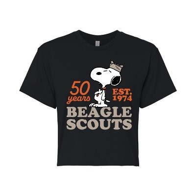 Women's - Peanuts - Snoopy Hat Logo Cropped Graphic T-Shirt