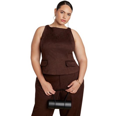 ELOQUII Faux Suede Flap Top