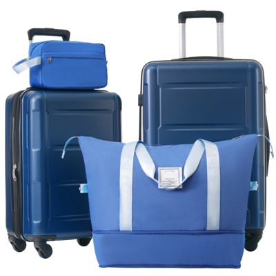 FONTOI 20inch&24inch Luggage Set with Bags, Expandable Luggages with Spinner Wheels, Dark Gray, 10.4"*15.5"*22.5"