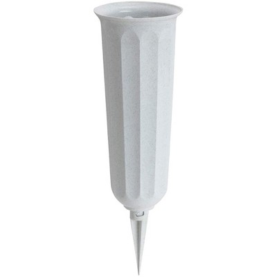 Novelty Plastic Round Bottom Memorial Vase, Stone Color, 9.75in (Pack of 1)