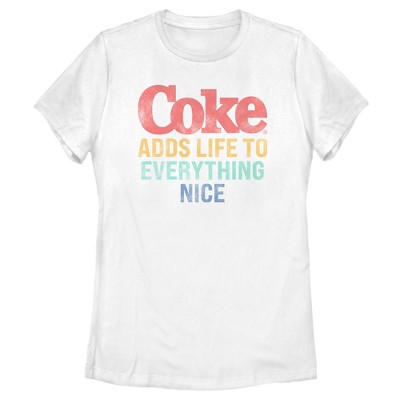 Women's Coca Cola Unity Adds Life to Everything Nice Logo  T-Shirt - White - Medium