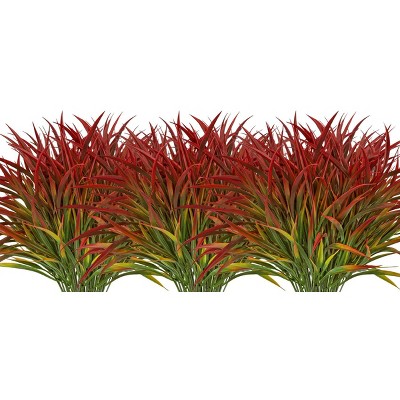 Aoibox 16 Bundles Artificial Plants Outdoor Fake Grass Greenery Stems UV Resistant Faux Plastic Plants Shrubs for Home Garden Pathway Window Box Decor