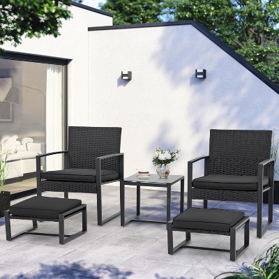 SUGOLD 5 Pieces Patio Bistro Set, PE Wicker Outdoor Patio Furniture Set, Modern Rattan Patio Chairs