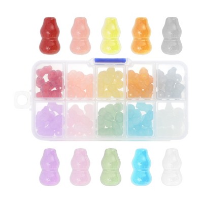 Unique Bargains 8x14mm Gourds Shape Glass Beads for Bracelets for Bracelet Making DIY Crafts Assorted Color 100Pcs