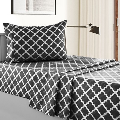 4 Piece Geometric Patterns Deep Pocket Sheet Set Printed Bed Sheets with Pillowcase Premium Soft Microfiber Sheets