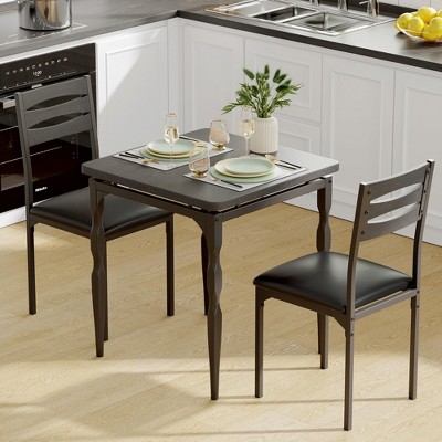 Dining Table Set for 2, Dining Table and Chairs Set of 2, 3 Piece Dining Table Set with Spiral Table Legs for Small Spaces