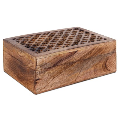 Mela Artisans Trellis Handcrafted Box in Medium Burnt Finish - Extra Large
