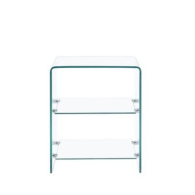 Lirago 2-Layer Tempered Glass Sofa Table-Transparent Multi-Purpose Side Table for Living Room Office and Outdoor 15.8"Dx 19.72"Lx17.72"H