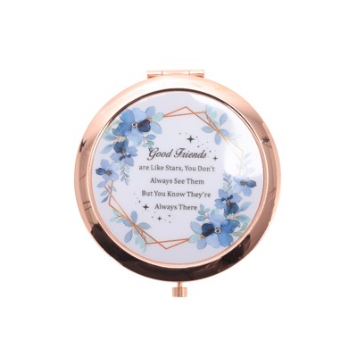 Unique Bargains Double Sided Makeup Mirror Rose Gold Tone 1 Pc