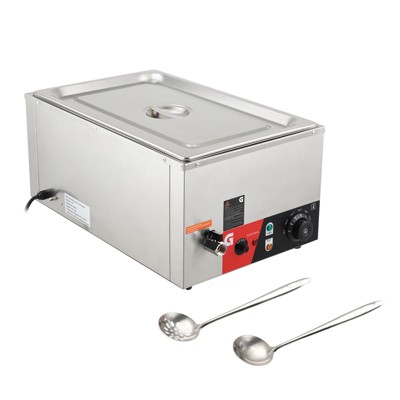 Commercial Food Warmer,1200W Electric Steam Table, Professional Countertop Stainless Steel Buffet Bain Marie,86-185°F Temp Control