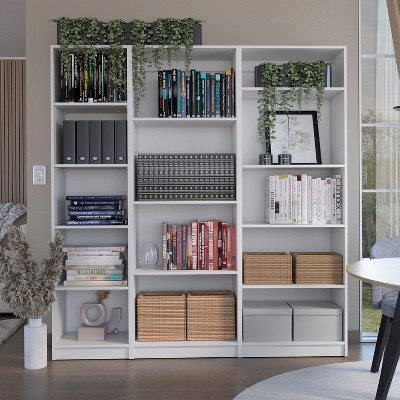 NicBex 71" H 3 Piece Bookcase Set Storage Cabinet Bookshelf with 14 Shelves for Living Room and Bedroom