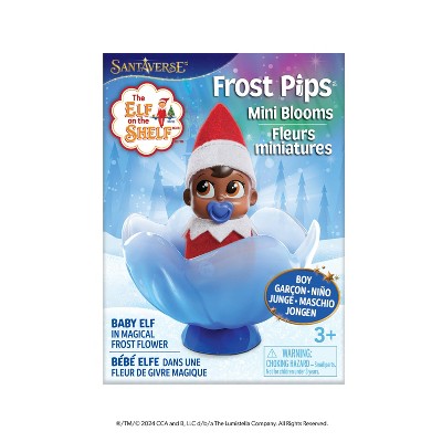 Elf on the Shelf Frost Pips Baby Elf Boy with Brown Eyes Flower Cradle and Swaddle Blanket