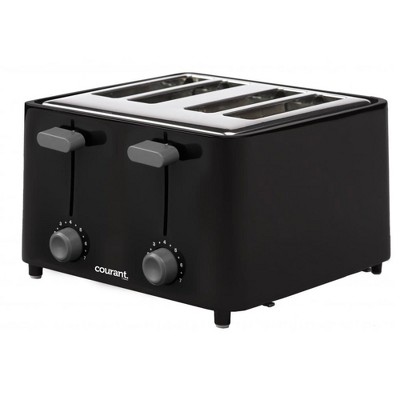 Courant 4-Slice Toaster, 1-1/4" Wide Toasting Slots with Drop-Down Crumb Tray, Black/Stainless