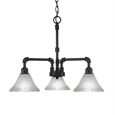 Toltec Lighting Vintage 3 - Light Chandelier in  Dark Granite with 7" Frosted Crystal Shade