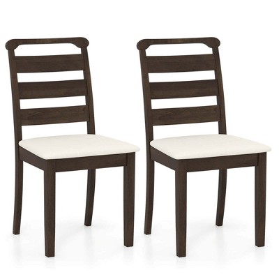 Costway Modern Dining Chair Set of 2/4 Upholstered Farmhouse Chairs with Rubber Wood Frame