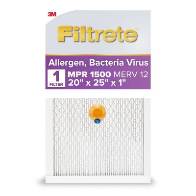 Filtrete 20x25x1 Smart Air Filter Allergen Bacteria and Virus 1500 MPR: MERV 12 Electrostatic Furnace Filter