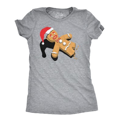 Womens Half-Eaten Gingerbread T Shirt Funny Christmas Cookies Tee - Crazy Dog Women's T Shirt Gift For Christmas