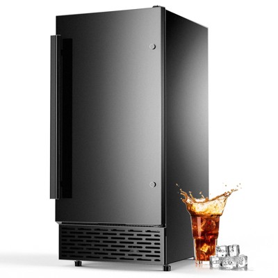Hooure 15 in. 120 lbs./24 H Half Size Cube Commercial Freestanding/Undercounter Ice Maker with 30 lbs. Storage Bin in Black