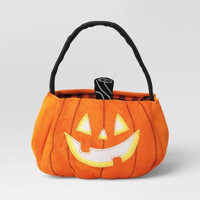 10" Jumbo Pumpkin Halloween Trick or Treat Fabric Basket Orange/Black - Hyde and EEK! Boutique™