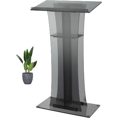 "47" Clear Acrylic Lectern Podium, Transparent Presentation Stand with Storage Shelf, for Wedding Ceremonies, Church, School & Business Events
