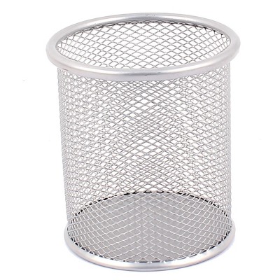 Unique Bargains Office Durable Metal Cylinder Shape Pen Holder Gray 1 Pc