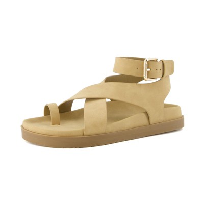 CUSHIONAIRE Women's Entry ankle wrap footbed sandal with +Comfort, Wide Widths Available