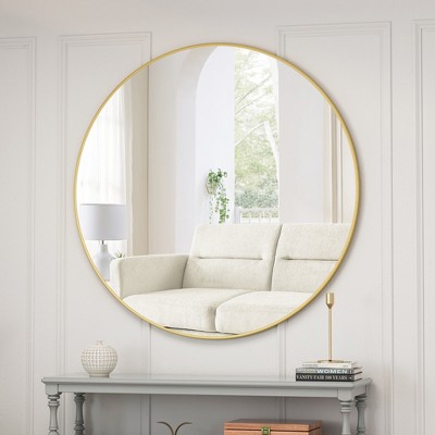 Grungis Circular Wall Mirror for Bathroom,Metal Framed Round Vanity Dressing Mirror for Living Room Bedroom