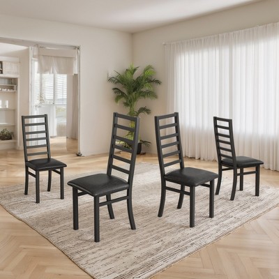 Syemin Modern Dining Chair Set of 4, High Back Armless Dining Chairs for Kitchen, Living Room, Black, 15.6"*18.5"*42.13"