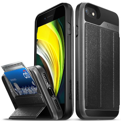 Vena vCommute For Apple iPhone 8 Case Wallet, Case with Stand Leather Card Holder [Military Grade Drop Protection], Black