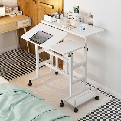 31.5" Small Mobile Standing Desk, Height Adjustable Sit Stand Up Computer Workstation with Wheels, Rolling Ergonomic Desk for Home Office, School
