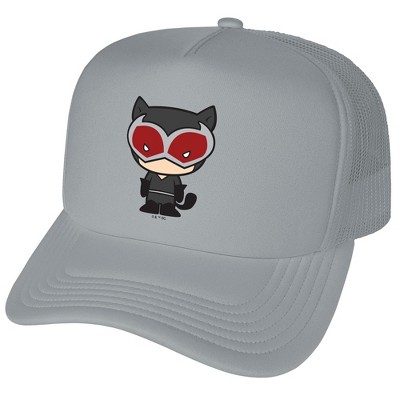 Batman Catwoman Cute Chibi Character Foam Trucker Cap Grey