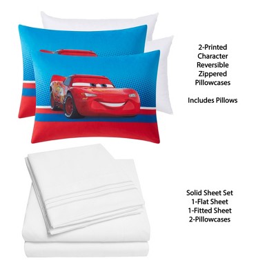 Kids' Lightning McQueen Cars Pillow with Bonus Solid Sheet Set