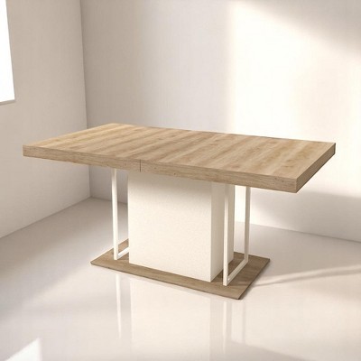 Extendable Rectangle Dining Table for 6-10 People, Aged Wood Dining Table for Dining Room or Kitchen, Sturdy and Spacious, Seats 10+ Guests
