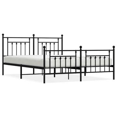 vidaXL 12" Black California King Metal Bed Frame with Headboard & Footboard No Mattress