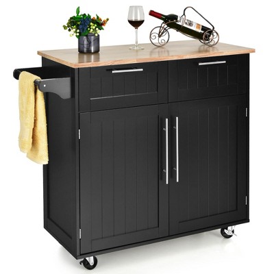 Costway Rolling Kitchen Cart Island Heavy Duty Storage Trolley Cabinet Utility