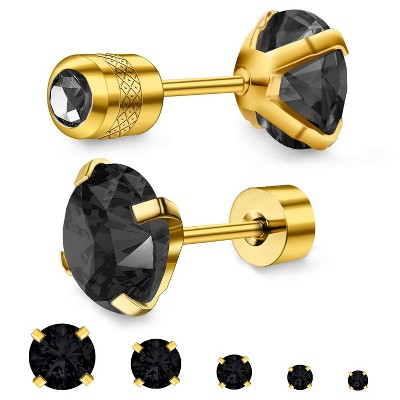Trendy Gold & Black Gem Earrings - Cohesive Ear Curation Without Mixed Metals