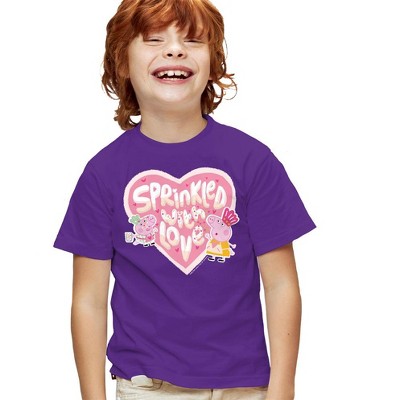 Boys' Short Sleeve PEPPA PIG And George Sprinkled With Love for Valentine's Day T-Shirt Boys and Girls