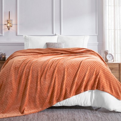 Plush Textured Quilted Diamond Fleece Blanket by Blue Nile Mills