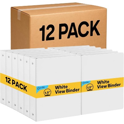 Binders 3 Ring, White 1 Inch Round Ring Binder with Clear View Cover & 2 Inside Pockets, School Supplies Binders (12 PC) – by Enday
