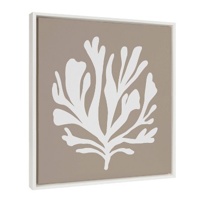 22" x 22" Sylvie Sophisticated Neutral Coral Tan Canvas: Coastal Beach Theme, Framed Wall Art - Kate & Laurel All Things Decor