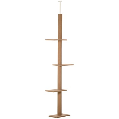 DSVIMOY Floor-to-Ceiling Cat Climbing Tower with Scratching Posts, Cat Tree Activity Center, Cat Tower Furniture, Brown, 17"*10.75"*89.75"