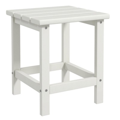 DSVIMOY Adirondack Side Table, Outside End Table for Patio, Compact Side Table for Porch, Deck, White, 15"*15"*18"