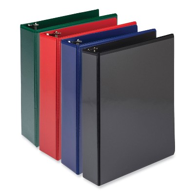 Samsill Durable D-Ring View Binders, 3 Rings, 2" Capacity, 11 x 8.5, Black/Blue/Green/Red, 4/Pack